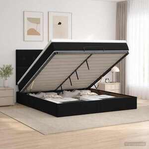 Imagine vidaXL Pat ottoman cu saltea cu headboard Negru 140 x 190 cm Catifea
