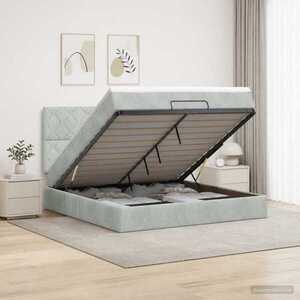 Imagine vidaXL Pat ottoman cu saltea Gri deschis 140 x 190 cm Catifea