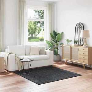 Imagine vidaXL Covor Shaggy Antiderapant Gri închis 160 x 160 cm PP