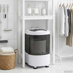 Imagine vidaXL Mașină de spălat mini cu un singur tub 2, 6 kg Negru și Alb