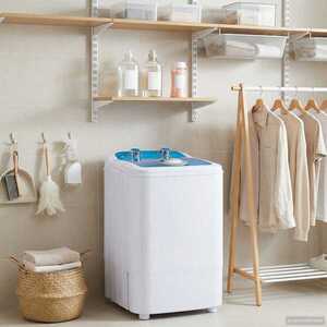 Imagine vidaXL Mașină de spălat mini cu un singur tub 4, 6 kg Albastru și Alb