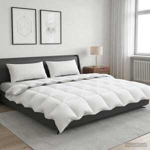 Imagine vidaXL Pilotă FULDA 200 x 220 cm Iarnă 300 GSM 90% puf de gâscă Alb
