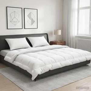 Imagine vidaXL Pilotă 200x200 cm 4 anotimpuri 300 GSM Lână Australiană Alb