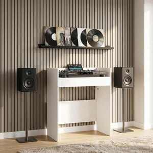 Imagine vidaXL Masă DJ Alb 102 x 45 x 102 cm Lemn prelucrat
