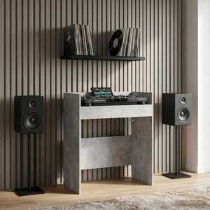 Imagine vidaXL Masă DJ Gri Beton 102 x 45 x 102 cm Lemn prelucrat