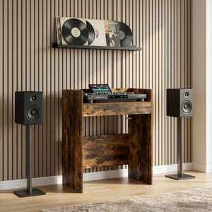 Imagine vidaXL Masă DJ Stejar fumuriu 102 x 45 x 102 cm Lemn prelucrat