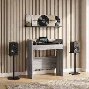 Imagine vidaXL Masă DJ Sonoma gri 102 x 45 x 102 cm Lemn prelucrat