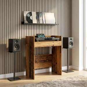 Imagine vidaXL Masă DJ Lemn de stejar 102 x 45 x 102 cm Lemn prelucrat