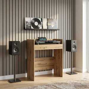 Imagine vidaXL Masă DJ Stejar Artizanal 102 x 45 x 102 cm Lemn prelucrat