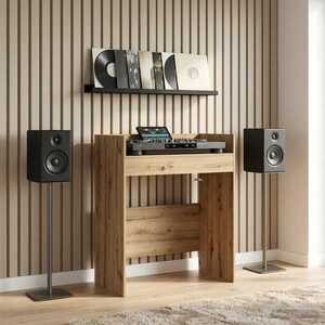 Imagine vidaXL Masă DJ Stejar Artizanal 82 x 45 x 102 cm Lemn prelucrat