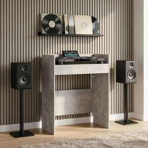 Imagine vidaXL Masă DJ Gri Beton 62 x 45 x 102 cm Lemn prelucrat