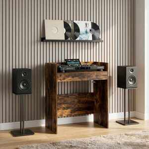 Imagine vidaXL Masă DJ Stejar fumuriu 62 x 45 x 102 cm Lemn prelucrat