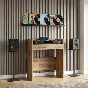 Imagine vidaXL Masă DJ Stejar Artizanal 62 x 45 x 102 cm Lemn prelucrat
