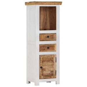 Imagine vidaXL Dulap înalt maro și alb 40x30x110 cm lemn masiv mango și acacia