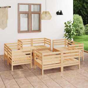 Imagine vidaXL Set mobilier de grădină, 9 piese, lemn masiv de pin
