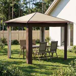 Imagine vidaXL Gazebo fără Pereți Laterali 2, 6 x 2, 6 m Crem și Marron