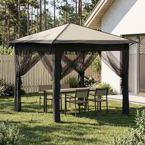 Imagine vidaXL Gazebo cu 4 Pereți Laterali 2, 6 x 2, 6 m Crem și Antracit