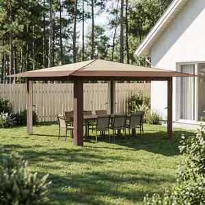 Imagine vidaXL Gazebo fără pereți laterali 4 x 4 m Crem și Marron