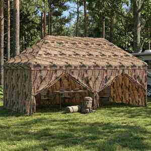 Imagine vidaXL Gară pop-up cu 4 perete laterale 3 x 6 m Camuflaj pădure
