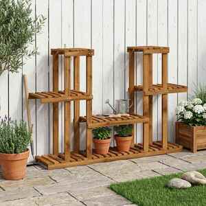 Imagine vidaXL Suport pentru plante natural 123 x 25 x 78, 5 cm