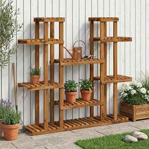 Imagine vidaXL Suport pentru plante natural 123 x 25 x 114, 5 cm