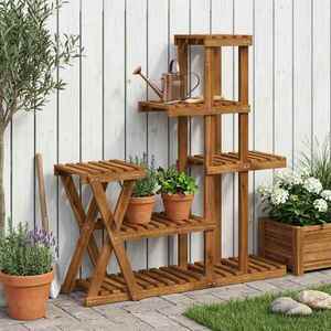 Imagine vidaXL Suport pentru plante natural 95 x 25 x 101, 5 cm
