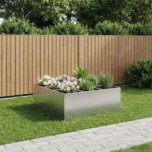 Imagine vidaXL Vază pentru Grădină Argintiu 100 x 100 x 20 cm Oțel Galvanizat