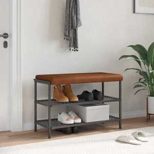 Imagine vidaXL Perna pentru bancă Piele artificială Maro Adâncime 35 cm