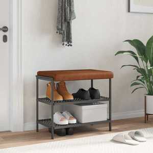 Imagine vidaXL Perna pentru bancă Piele artificială Maro Adâncime 35 cm
