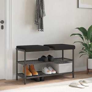 Imagine vidaXL Perna pentru bancă 2 buc. Țesătura Sherpa Negru Adâncime 35 cm
