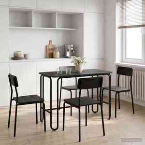 Imagine vidaXL Masă de dining 100 x 50 x 75 cm Lemn prelucrat Negru