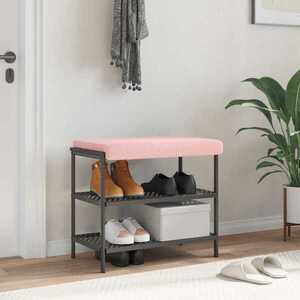 Imagine vidaXL Perna pentru bancă Țesătura Sherpa Roz Adâncime 35 cm