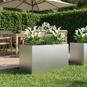 Imagine vidaXL Vază pentru Grădină Argintiu 80 x 50 x 50 cm Oțel Galvanizat