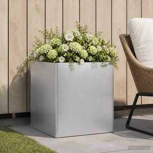 Imagine vidaXL Vază pentru Grădină Argintiu 20 x 20 x 20 cm Oțel Galvanizat
