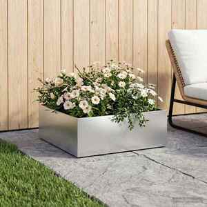 Imagine vidaXL Vază pentru Grădină Argintiu 60 x 60 x 20 cm Oțel Galvanizat