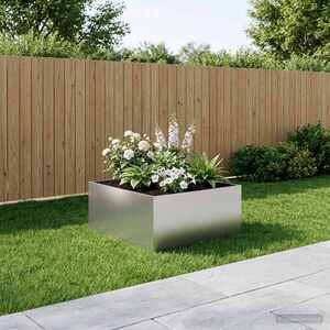 Imagine vidaXL Vază pentru Grădină Argintiu 100 x 100 x 40 cm Oțel Galvanizat