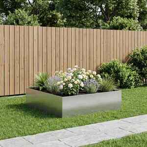 Imagine vidaXL Vază pentru Grădină Argintiu 80 x 80 x 30 cm Oțel Galvanizat