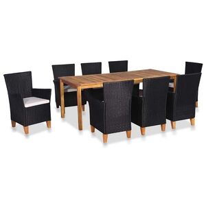 Imagine vidaXL Set mobilier de exterior, 9 piese, negru și maro, poliratan