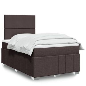Imagine vidaXL Pat box spring cu saltea, maro închis, 120x190 cm, textil