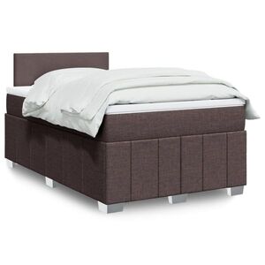 Imagine vidaXL Pat box spring cu saltea, maro închis, 120x190 cm, textil
