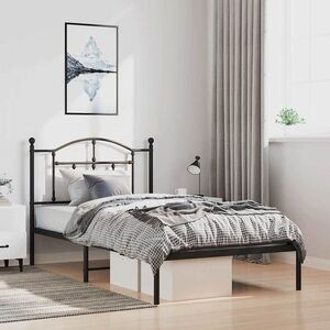 Imagine vidaXL Cadru de pat din metal cu tăblie, negru, 100x200 cm