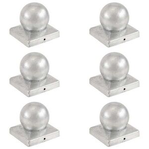 Imagine vidaXL Capace stâlpi tip glob, 6 buc., 101x101 mm, metal galvanizat