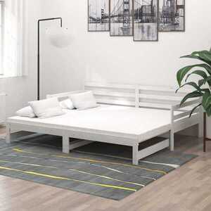 Imagine vidaXL Pat extensibil de zi, alb, 2x(90x200) cm, lemn masiv de pin