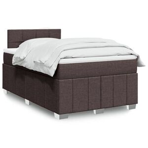 Imagine vidaXL Pat box spring cu saltea, maro închis, 120x190 cm, textil