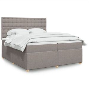 Imagine vidaXL Pat box spring cu saltea, gri taupe, 200x200 cm, textil