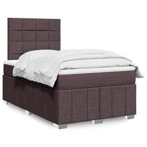 Imagine vidaXL Pat box spring cu saltea, maro închis, 120x190 cm, textil