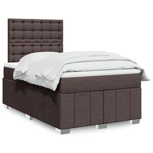 Imagine vidaXL Pat box spring cu saltea, maro închis, 120x190 cm, textil