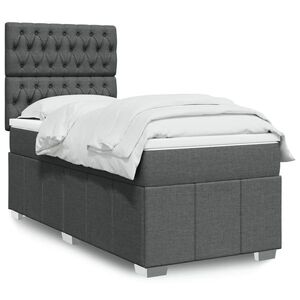 Imagine vidaXL Pat box spring cu saltea, gri închis, 80x200 cm, textil