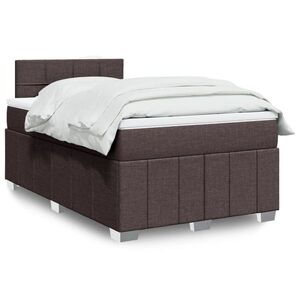 Imagine vidaXL Pat box spring cu saltea, maro închis, 120x190 cm, textil