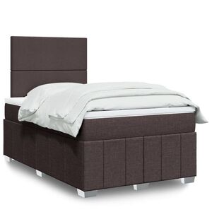 Imagine vidaXL Pat box spring cu saltea, maro închis, 120x190 cm, textil